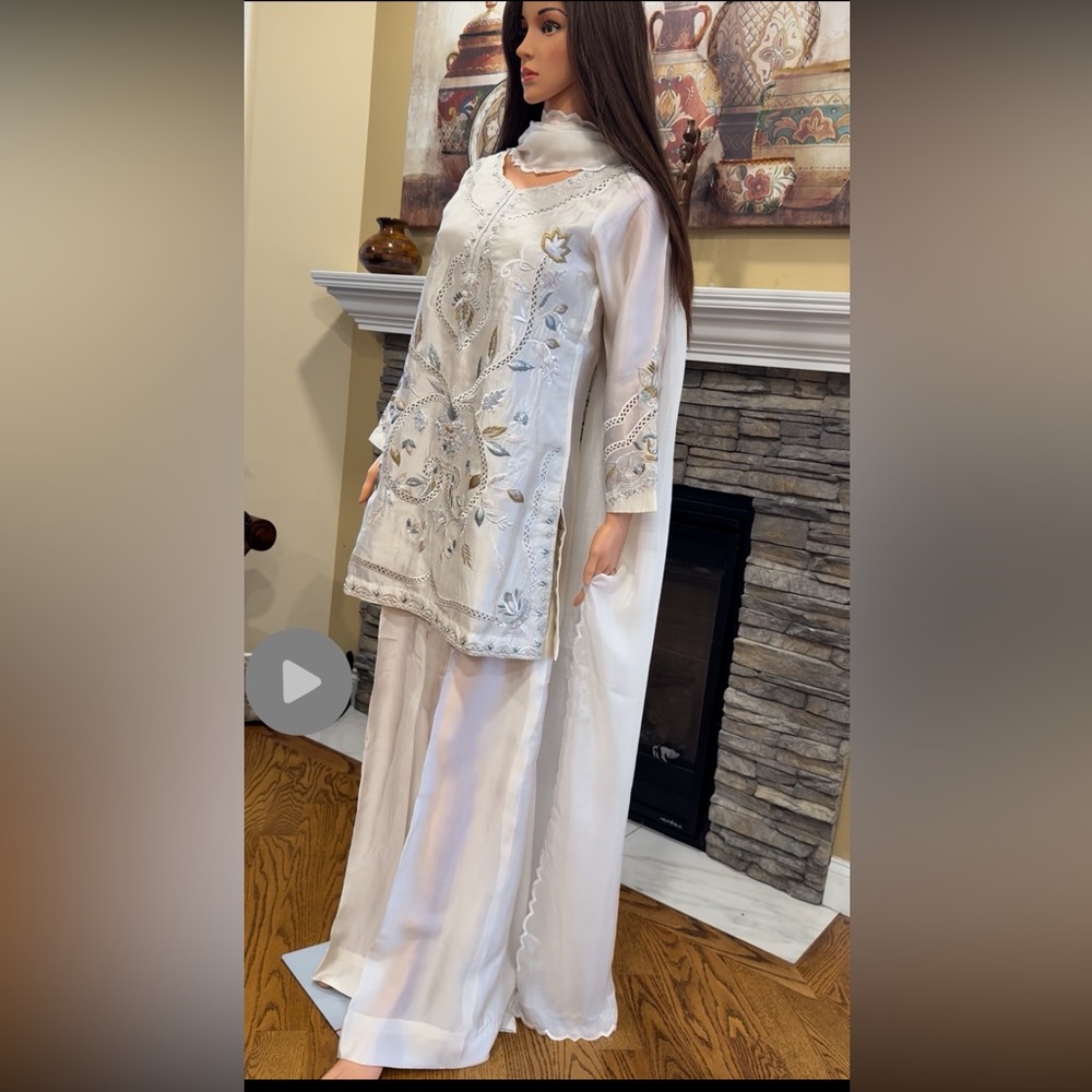 Elegant White Embroidered Outfit